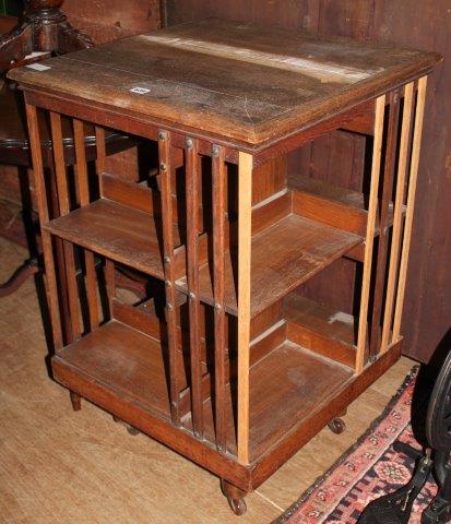 Oak revolving bookcase